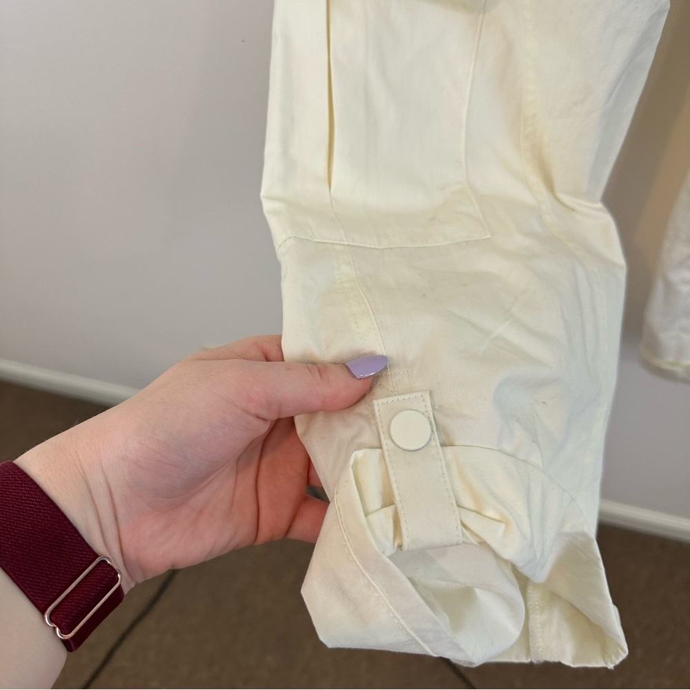Self E High-Waisted Cream Cargo Pants Size Medium - Picture 4 of 6